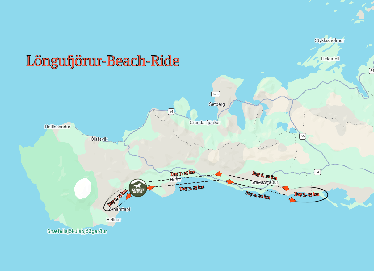 Löngufjörur Beach Ride Map